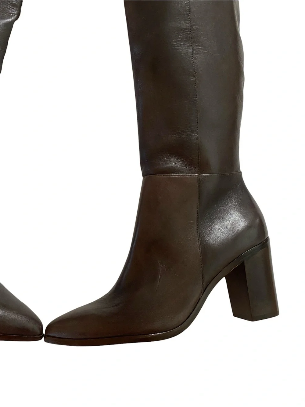New Shutz Mikki Brown Leather Over the Knee Boots Size 7 Party Office Siren